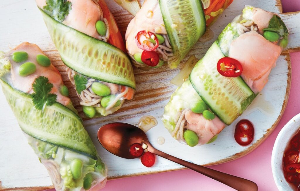 Tamari salmon rice paper rolls Tamari salmon rice paper rolls