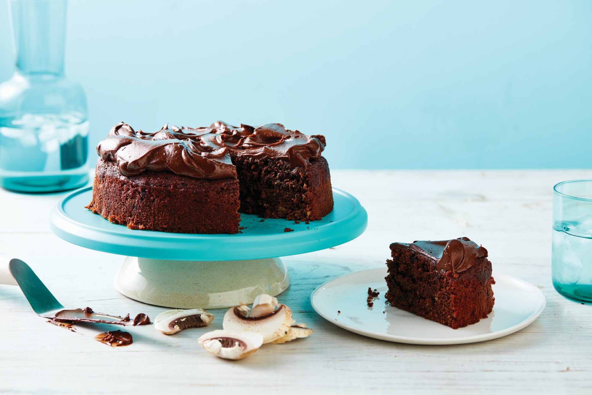 Chocolate and mushroom gateau