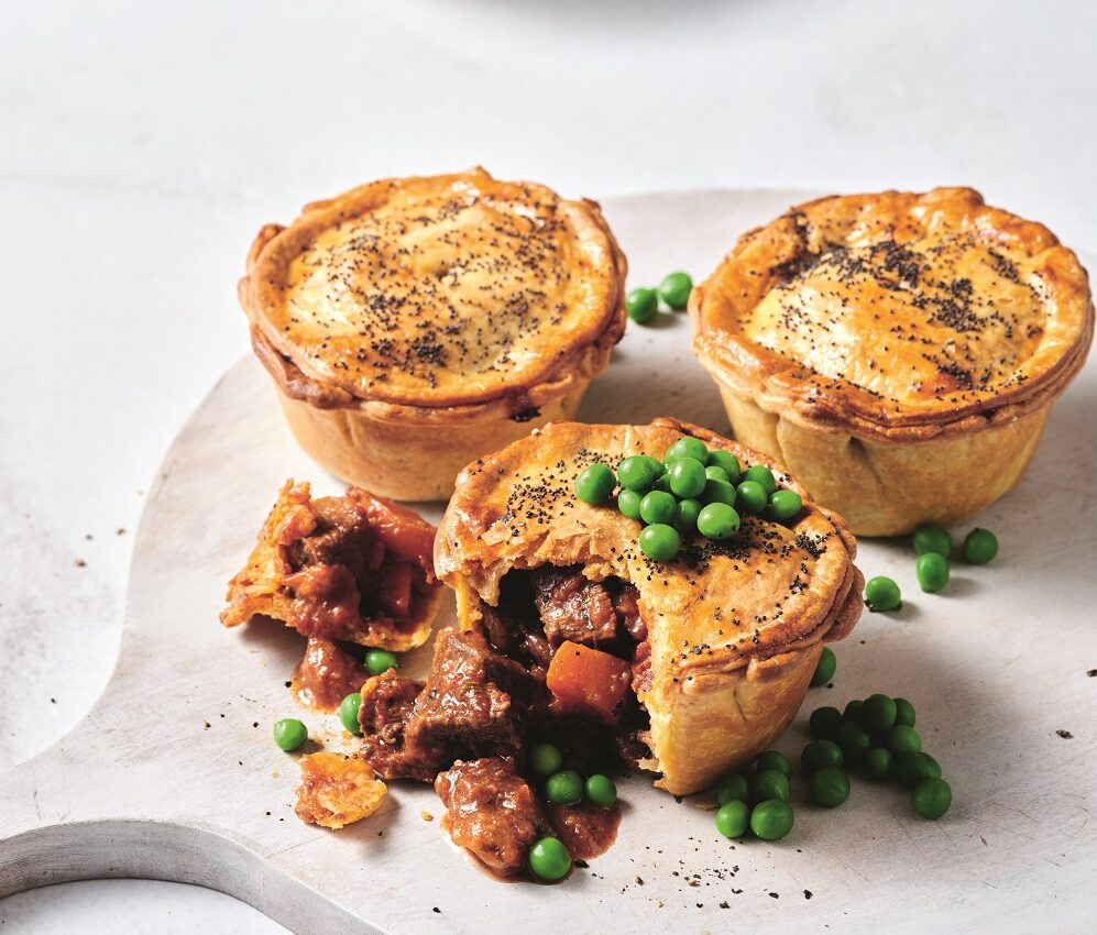 Chunky beef and onion pie