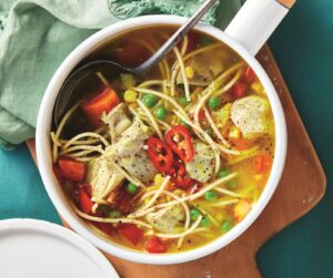 Soothing chicken noodle soup