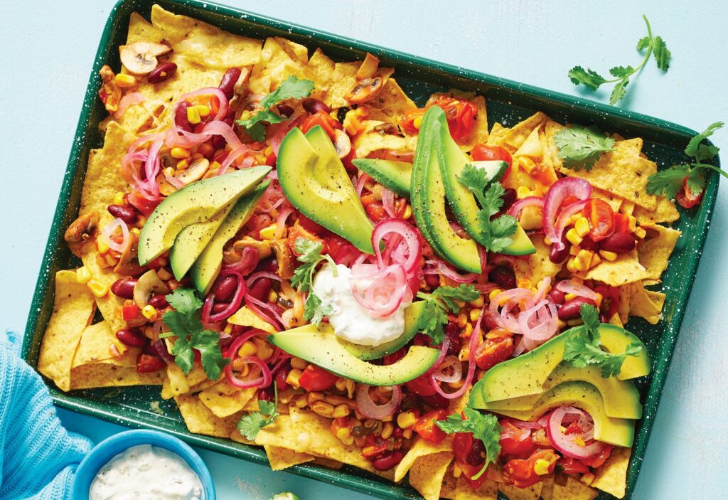 Vegetarian nachos with jalapeño sour cream Vegetarian nachos with jalapeño sour cream