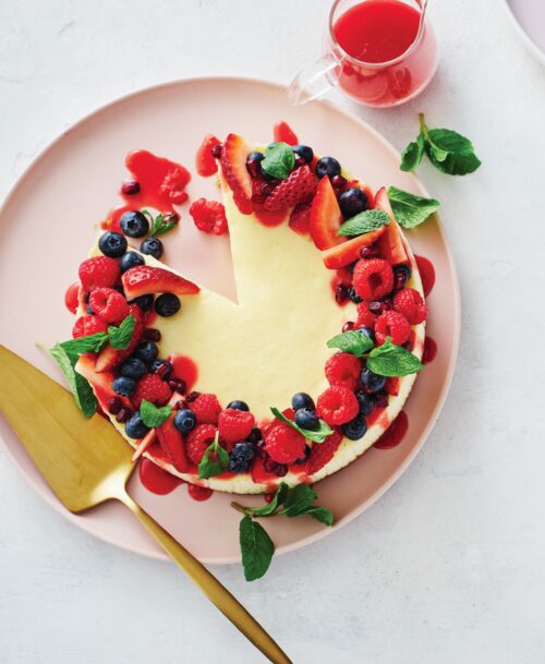 Citrus and berry cheesecake wreath