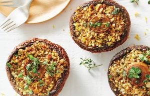 Pistachio and herby stuffed mushrooms