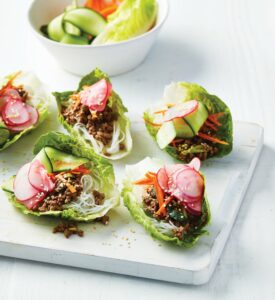 Bulgolgi and rice lettuce cups