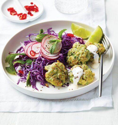 Fish cakes with citrus slaw