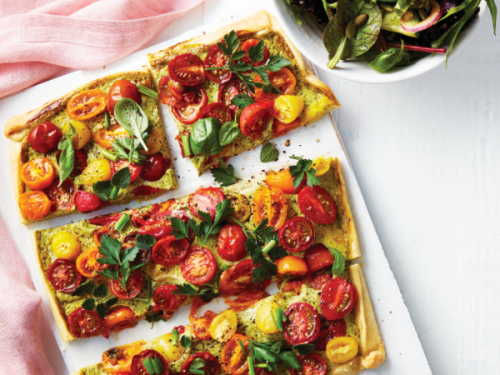 Herby tart with summer tomatoes