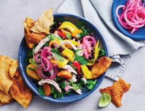 Chicken, mango and mandarin salad with pita crisps