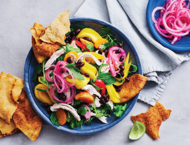 Chicken, mango & mandarin salad with pita crisps Chicken, mango & mandarin salad with pita crisps