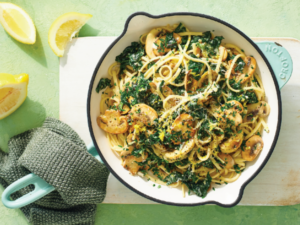 Creamy mushroom and silverbeet pasta
