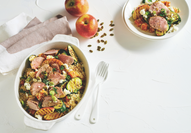 Pork and grilled apple quinoa Healthy Food Guide