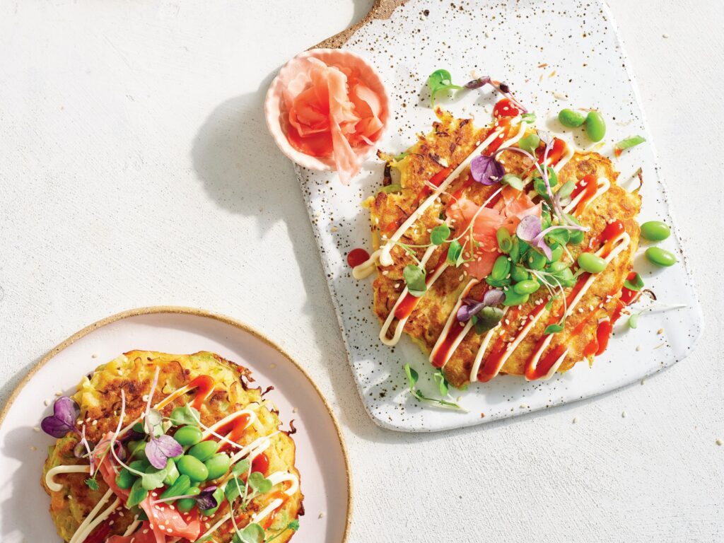 Prawn okonomiyaki (Japanese pancake) Prawn okonomiyaki (Japanese pancake)