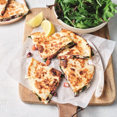 Cheese and spinach quesadillas