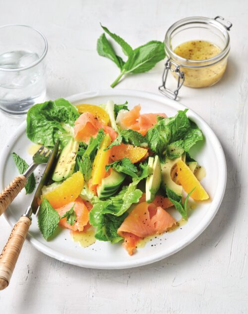 Smoked salmon, orange and avocado salad