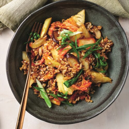 Vegan pineapple fried rice with kimchi