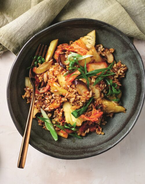 Vegan pineapple fried rice with kimchi