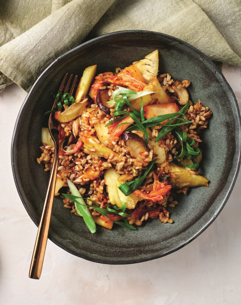 Vegan pineapple fried rice with kimchi Vegan pineapple and mushroom fried rice with kimchi