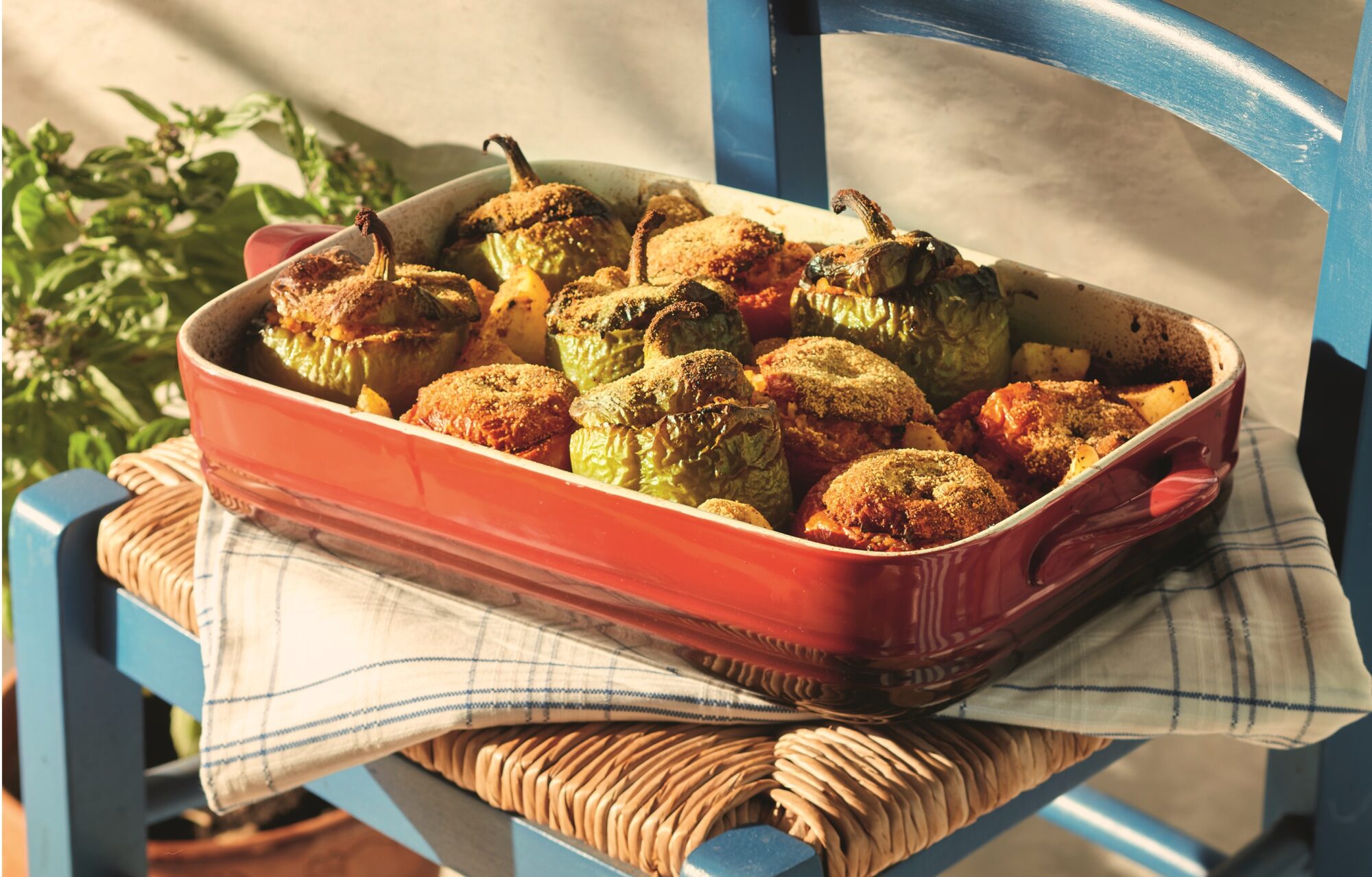 Gemista - stuffed tomatoes and peppers with potatoes