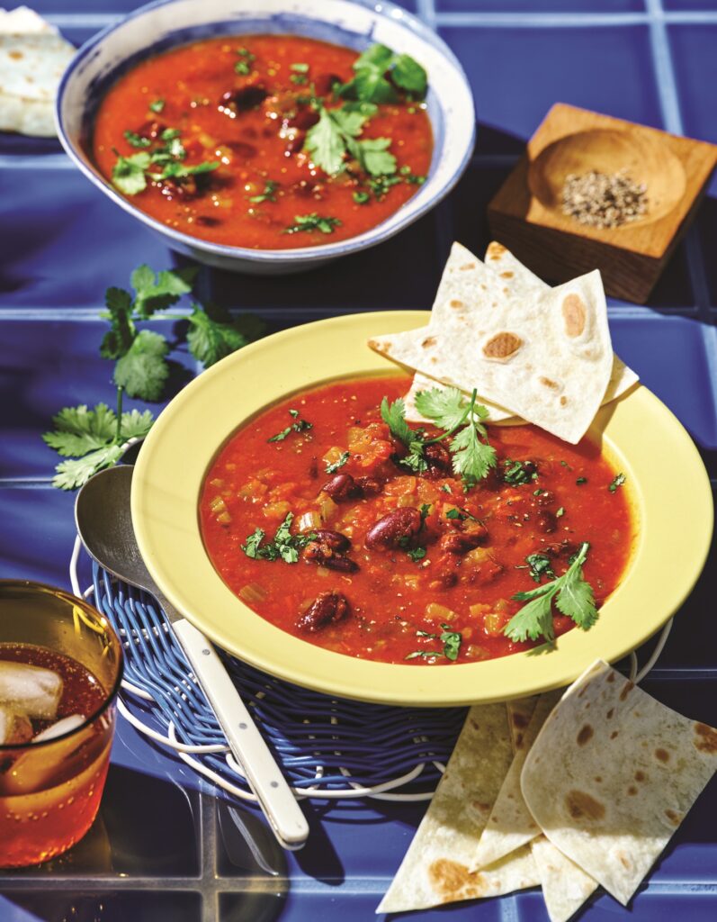 Bean soup with tortillas Mexican bean soup