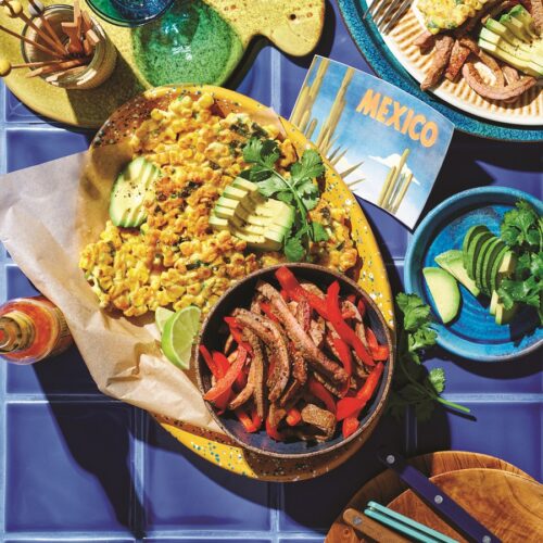 Spicy beef with corn fritters