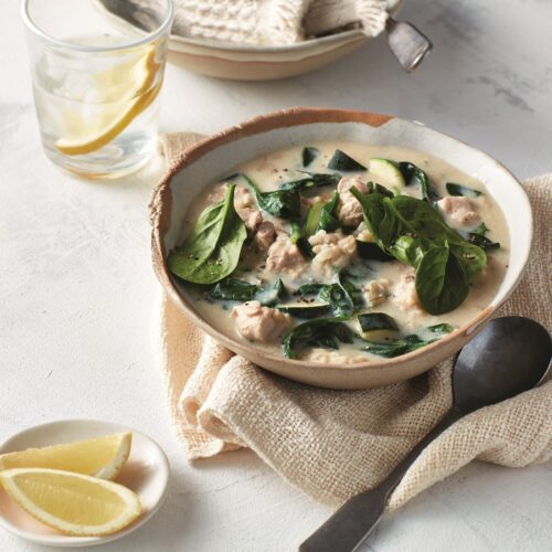 Chicken, zucchini and lemon soup