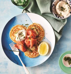 Pancakes with smoked salmon
