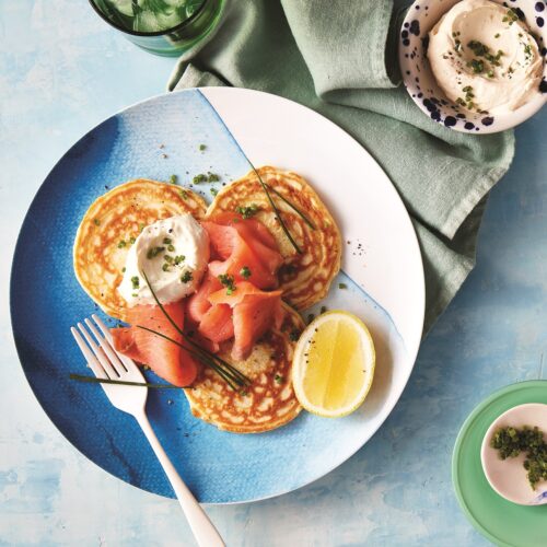 Pancakes with smoked salmon