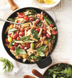Creamy tomato and lemon pasta with cottage cheese