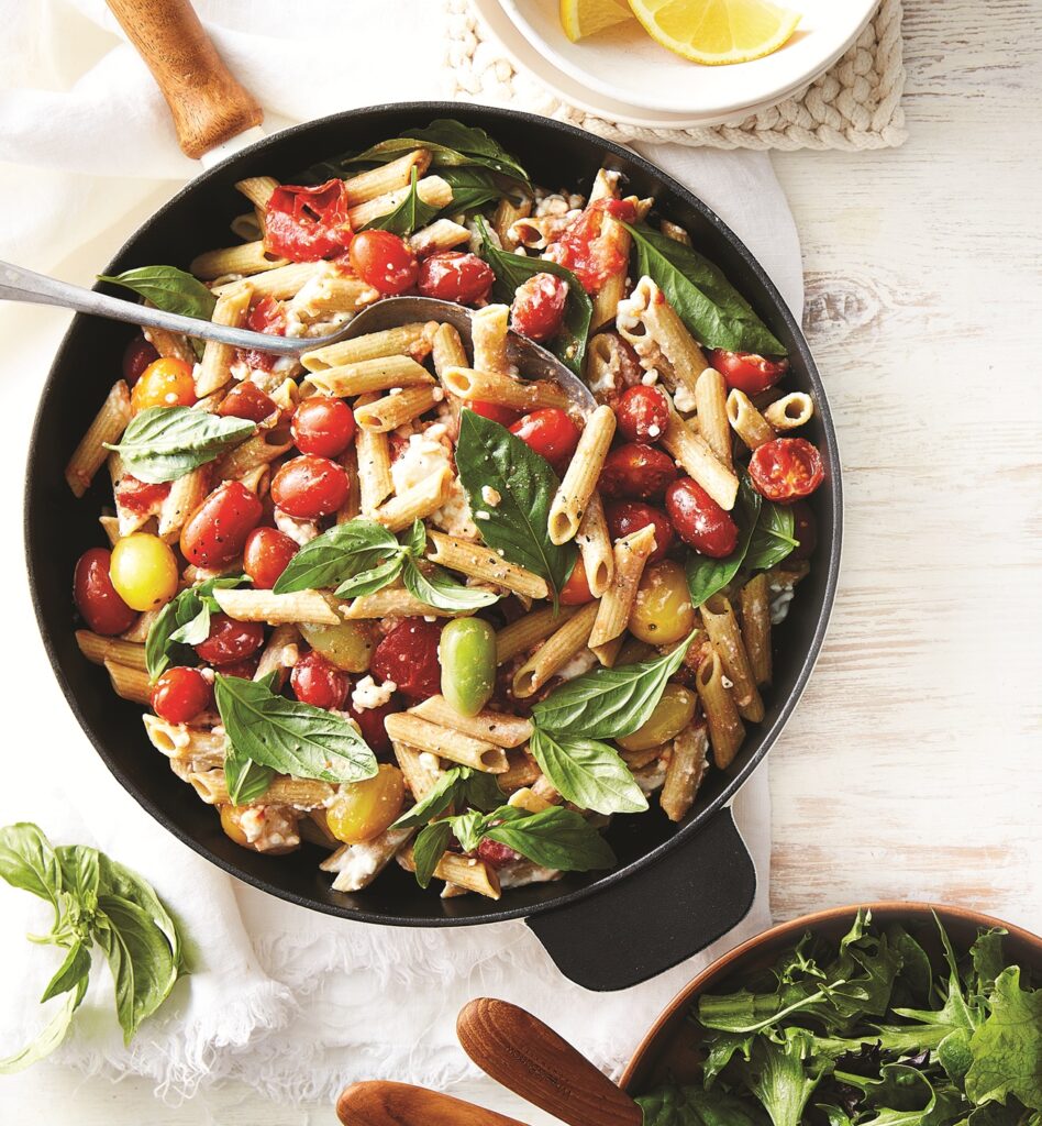 Creamy tomato and lemon pasta with cottage cheese