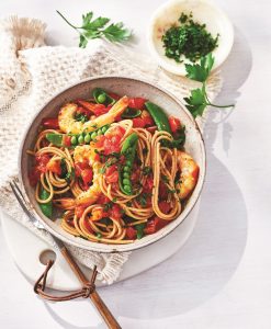 Spicy tomato and prawn spaghetti